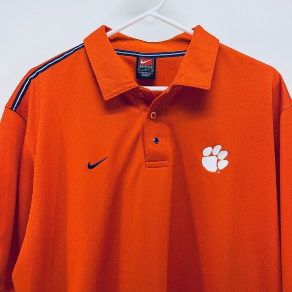 Nike Clemson Shirt Size L Men’s Tigers Team Issue On Field Polo Orange - Picture 9 of 10